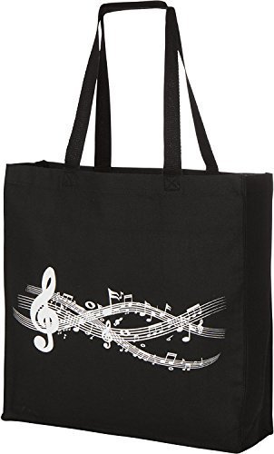 Magic Music Supplies Large Gusseted Canvas Music Tote Bag - Perfect Piano Bag for Piano Books & More - Piano Teacher Gifts - Music Totebag - Music Bag for Class - Music Gifts - Music Lover Gifts