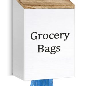 Wall Mount Grocery Plastic Bag Holder and Dispenser for Plastic Bags, Grocery Bag Dispenser with Lid, Plastic Bag Holder for Grocery Bags, Plastic Bag Organizer for Kitchen and Laundry Room