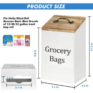 Wall Mount Grocery Plastic Bag Holder and Dispenser for Plastic Bags, Grocery Bag Dispenser with Lid, Plastic Bag Holder for Grocery Bags, Plastic Bag Organizer for Kitchen and Laundry Room