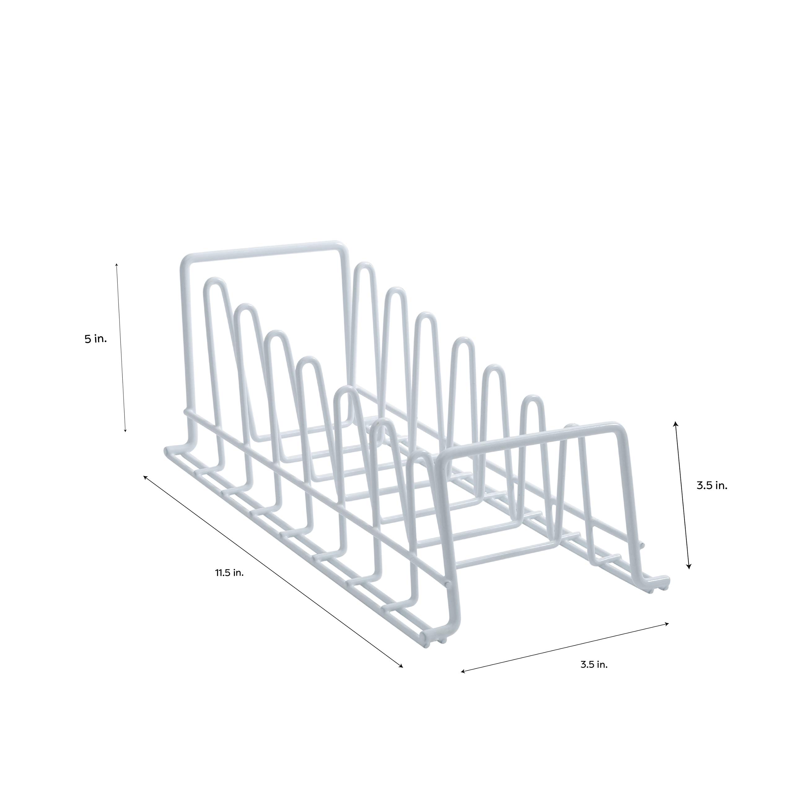 Organize It All Vinyl Coated Kitchen Wire Lid Plate Rack, 8 dividers, Great for Storing Plates, Lids, Kitchen Organization, White