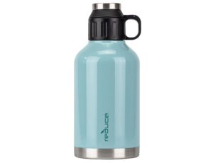 reduce insulated growler, 64 oz - up to 60 hours cold - vacuum insulated, large capacity for any adventure - dual opening leak-proof lid, doubles as a cup - eucalyptus, opaque gloss