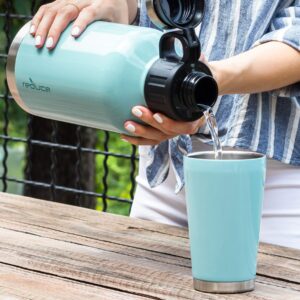 Reduce Insulated Growler, 64 oz - Up to 60 Hours Cold - Vacuum Insulated, Large Capacity for Any Adventure - Dual Opening Leak-Proof Lid, Doubles as a Cup - Eucalyptus, Opaque Gloss