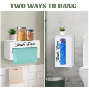 Trash Bag Holder for Kitchen Organizers and Storage, Wooden Farmhouse Plastic Bag Holder Wall Mounted, Trash Bag Dispenser for Kitchen Countertop, Cabinet, Under Sink, Laundry Room Organization