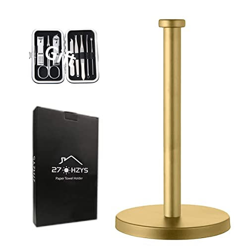 Gold Stainless Steel Paper Towel Holder, Sturdy and Heavy for Kitchen Bathroom Bedroom Office Restaurant Coffee Shop Study Iiving Room Toilet（Gold）