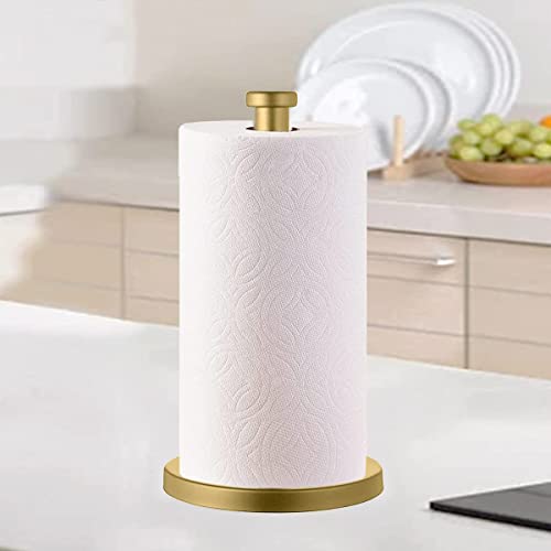 Gold Stainless Steel Paper Towel Holder, Sturdy and Heavy for Kitchen Bathroom Bedroom Office Restaurant Coffee Shop Study Iiving Room Toilet（Gold）