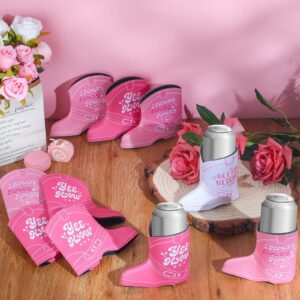 12 Pcs Cowgirl Cowboy Boot Skinny Can Sleeves Cowboy Slim Beverage Sleeves Bachelorette Party Decorations Cowgirl Party Favors Bridal Party Can Coolers Insulated Neoprene Drink Holder (Elegant Style)