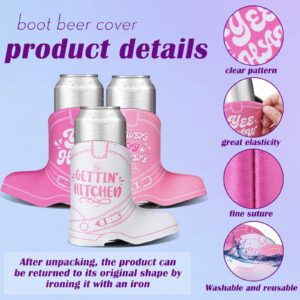 12 Pcs Cowgirl Cowboy Boot Skinny Can Sleeves Cowboy Slim Beverage Sleeves Bachelorette Party Decorations Cowgirl Party Favors Bridal Party Can Coolers Insulated Neoprene Drink Holder (Elegant Style)