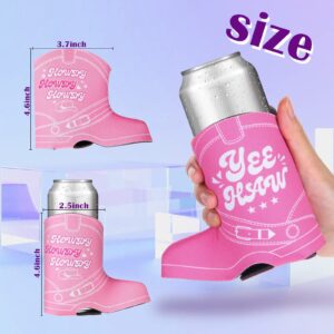 12 Pcs Cowgirl Cowboy Boot Skinny Can Sleeves Cowboy Slim Beverage Sleeves Bachelorette Party Decorations Cowgirl Party Favors Bridal Party Can Coolers Insulated Neoprene Drink Holder (Elegant Style)