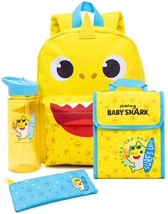 baby shark backpack set toddlers nursery bag 4 piece lunch box water bottle pencil case