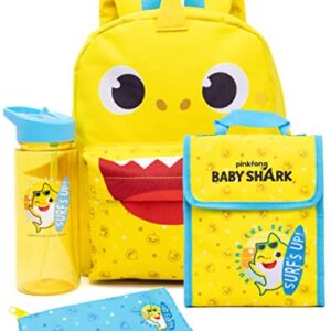 Baby Shark Backpack Set Toddlers Nursery Bag 4 Piece Lunch Box Water Bottle Pencil Case