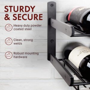 Mildenhall Industrial Wine Rack Wall Mounted with Wine Glass Rack Horizontal Wine Bottle Glass Holder - Holds 8 x Glasses and 8 x Wine Bottles - Sturdy Carbon Steel Construction - 17 x 7.5 in