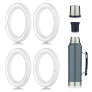 4pcs replacement gaskets for stanley cup, silicone seal ring for thermos lid compatible with stanley classic 20 oz 1.0 qt 1.5 qt 2 qt 2.5 qt vacuum bottle stopper transparent (white)