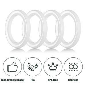 4pcs Replacement Gaskets for Stanley Cup, Silicone Seal Ring for Thermos Lid Compatible With Stanley Classic 20 oz 1.0 QT 1.5 QT 2 QT 2.5 QT Vacuum Bottle Stopper Transparent (White)