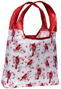 o-witz reusable grocery bags | vibrant tote bag for groceries, gym, office, beach, toys & more | washable design with large handles for maximum convenience | folds into a small pouch, cardinals