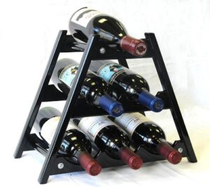 sfdisplay.com, factory direct display cases wine rack wood -6 bottles hardwood stand -black