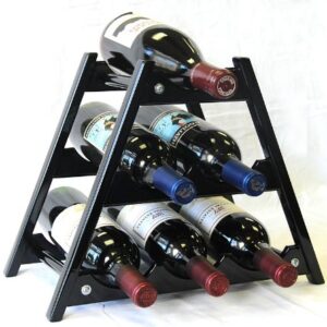 sfDisplay.com, Factory Direct Display Cases Wine Rack Wood -6 Bottles Hardwood Stand -Black
