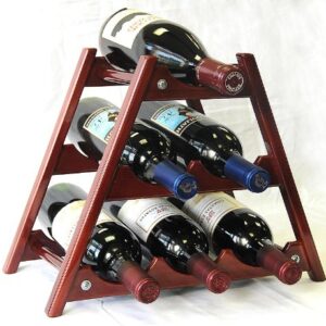 sfDisplay.com, Factory Direct Display Cases Wine Rack Wood -6 Bottles Hardwood Stand -Black