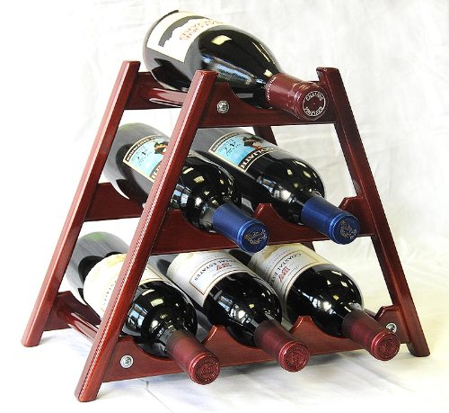 sfDisplay.com, Factory Direct Display Cases Wine Rack Wood -6 Bottles Hardwood Stand -Black
