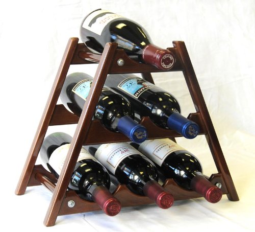 sfDisplay.com, Factory Direct Display Cases Wine Rack Wood -6 Bottles Hardwood Stand -Black