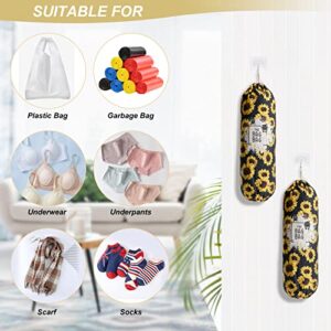 2 Pcs Plastic Bag Holder, Wall Mount Plastic Bag Organizer, Washable Large Grocery Bag Storage Dispenser, Shopping Bags Carrier for Home Kitchen Travelling, 22x9 in shopping bag carrier (Sunflower)