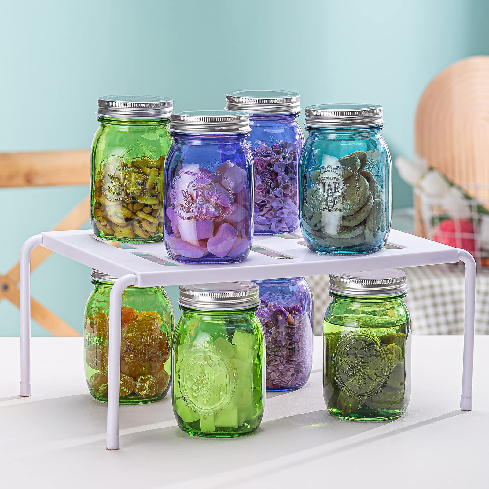 Claplante 12 Pack Mason Jars, 16oz Regular-Mouth Glass Storage Jar with Metal Airtight Lids, Colored Food Storage Container, Kitchen Canisters, Food Storage Canister for Canning, DIY Crafts & Decor