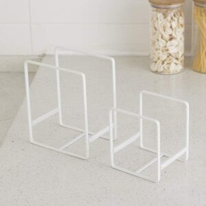 ORZ Plate Organizer for Cabinet, Set of 2 Plate Holders Metal Plate Storage Rack for Counter-top and Cupboard