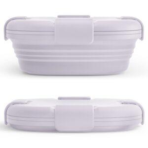 stojo collapsible sandwich box – lilac purple, 24oz - reusable food storage container - to-go travel silicone bowl for hot and cold food - for meal prep, lunch, camping and hiking - dishwasher safe