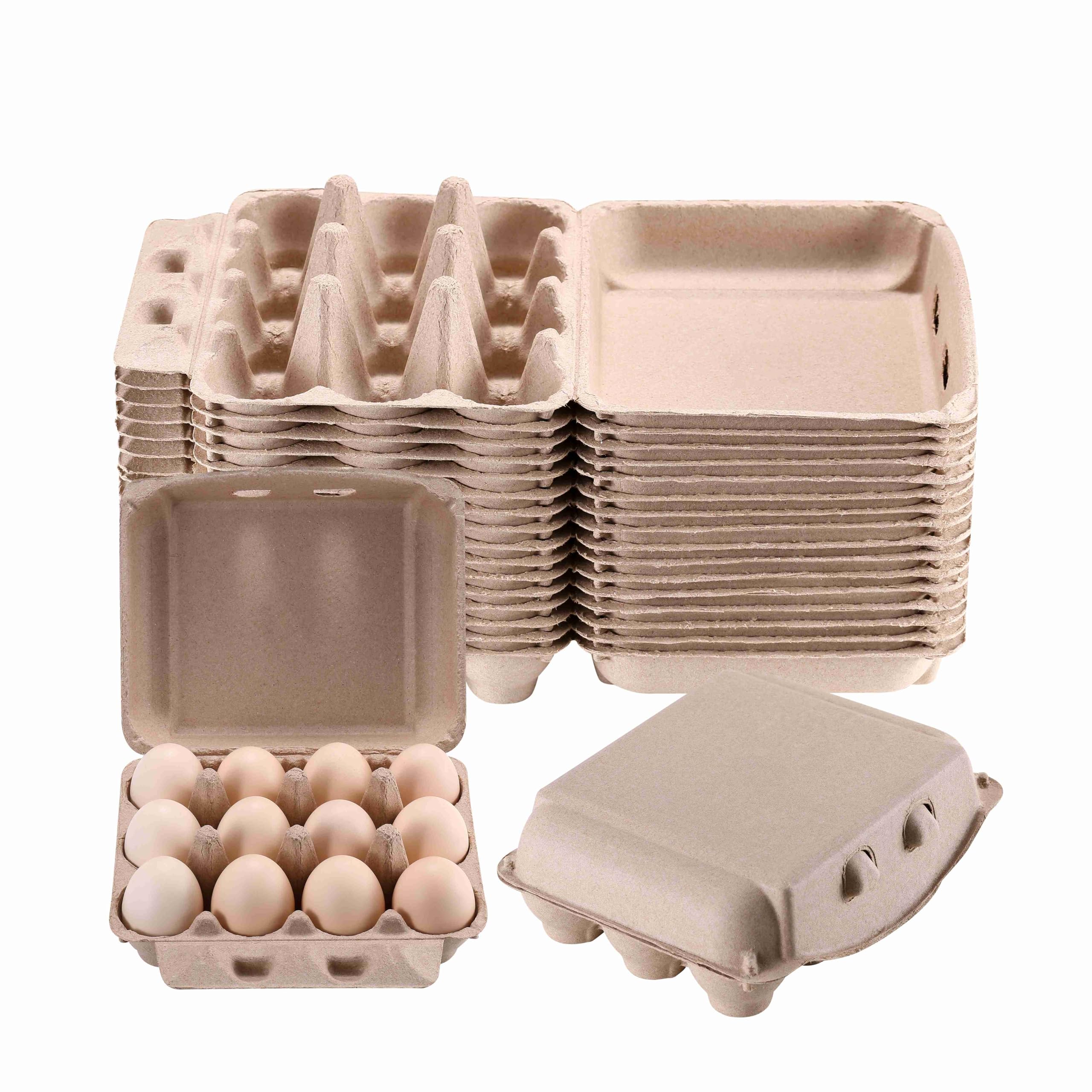 Vintage Egg Cartons 30 Pack, Blank Natural Paper Pulp Square Dozen Egg Cartons Eggs, Classical 3x4 Style Holds Up to One Twelve 12 Count Chicken Eggs, Sturdy Design Made from Recycled Cardboard