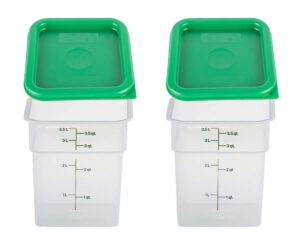 cambro 4sfspp190 4 qt. translucent container with sfc2452 kelly green lid, 4quart, pack of 2