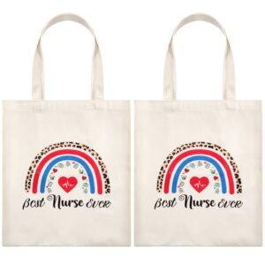 leifide 2 pcs nurse appreciation gifts bags for women nurse canvas bags, thank you nurse canvas bag with pocket for nurse coworkers graduation party nurse appreciation week gifts supplies