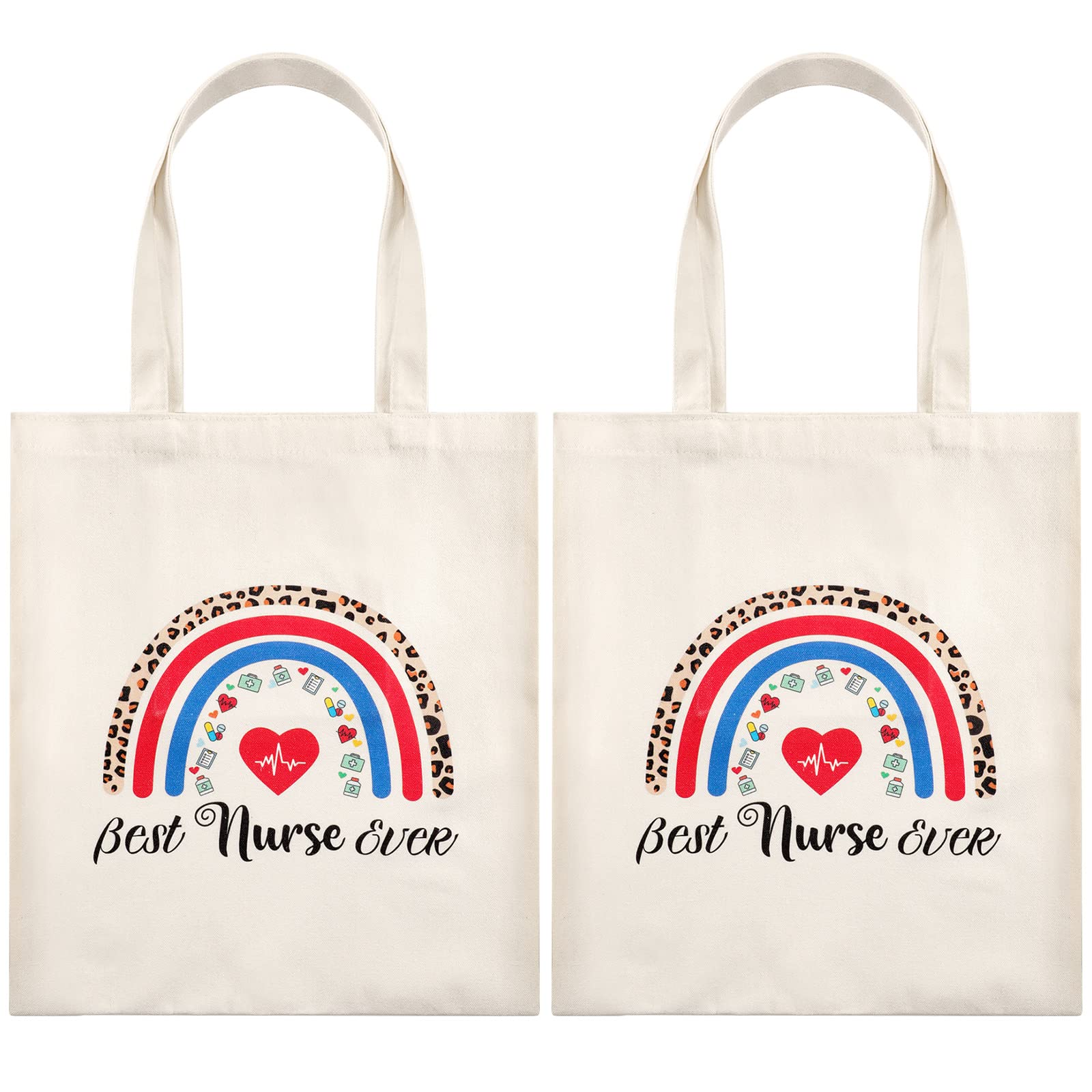 LEIFIDE 2 Pcs Nurse Appreciation Gifts Bags for Women Nurse Canvas Bags, Thank You Nurse Canvas Bag with Pocket for Nurse Coworkers Graduation Party Nurse Appreciation Week Gifts Supplies