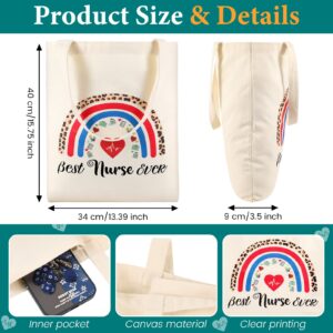 LEIFIDE 2 Pcs Nurse Appreciation Gifts Bags for Women Nurse Canvas Bags, Thank You Nurse Canvas Bag with Pocket for Nurse Coworkers Graduation Party Nurse Appreciation Week Gifts Supplies