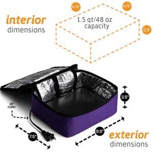 HotLogic Mini Portable Electric Lunch Box Food Heater - Innovative Food Warmer and Heated Lunch Box for Adults Car/Home - Easily Cook, Reheat, and Keep Your Food Warm - PURPLE - 120V