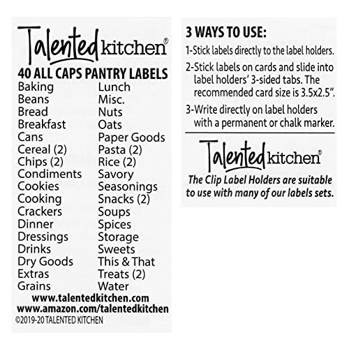 Talented Kitchen 8 Piece Metal Basket Labels Clip On Holders with 40 Labels for Kitchen Storage, Black Label Clips for Storage Bins