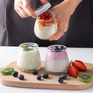 4oz Small Glass Jars 40Pack, Clear Glass Pudding Jars with PE Lids and Tags, Spice Jars/ Glass Jelly Jars/ Yogurt Jars/ Small Jars with Lids (Set of 40)