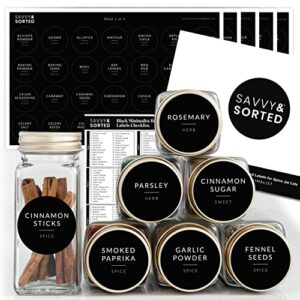 black round spice labels for lids - 140 minimalist spice jar labels for spice containers - waterproof kitchen labels for spice jars - spice organization labels herb seasoning pantry labels spice rack