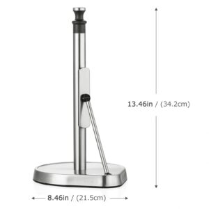 Tension Arm Paper Towel Holder, Hystun Single Tear Paper Towel Holder Countertop Standing Paper Towel Holder Easy to Tear Paper Stainless Steel Paper Towel Holder for Kitchen & Dining Room Table