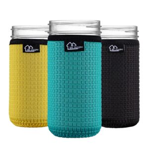 wkieason wide mouth mason jar neoprene sleeve 16-24oz mason jar sleeves 16oz 24oz wide mouth sleeve cover coat (24oz/black/yellow/blue)