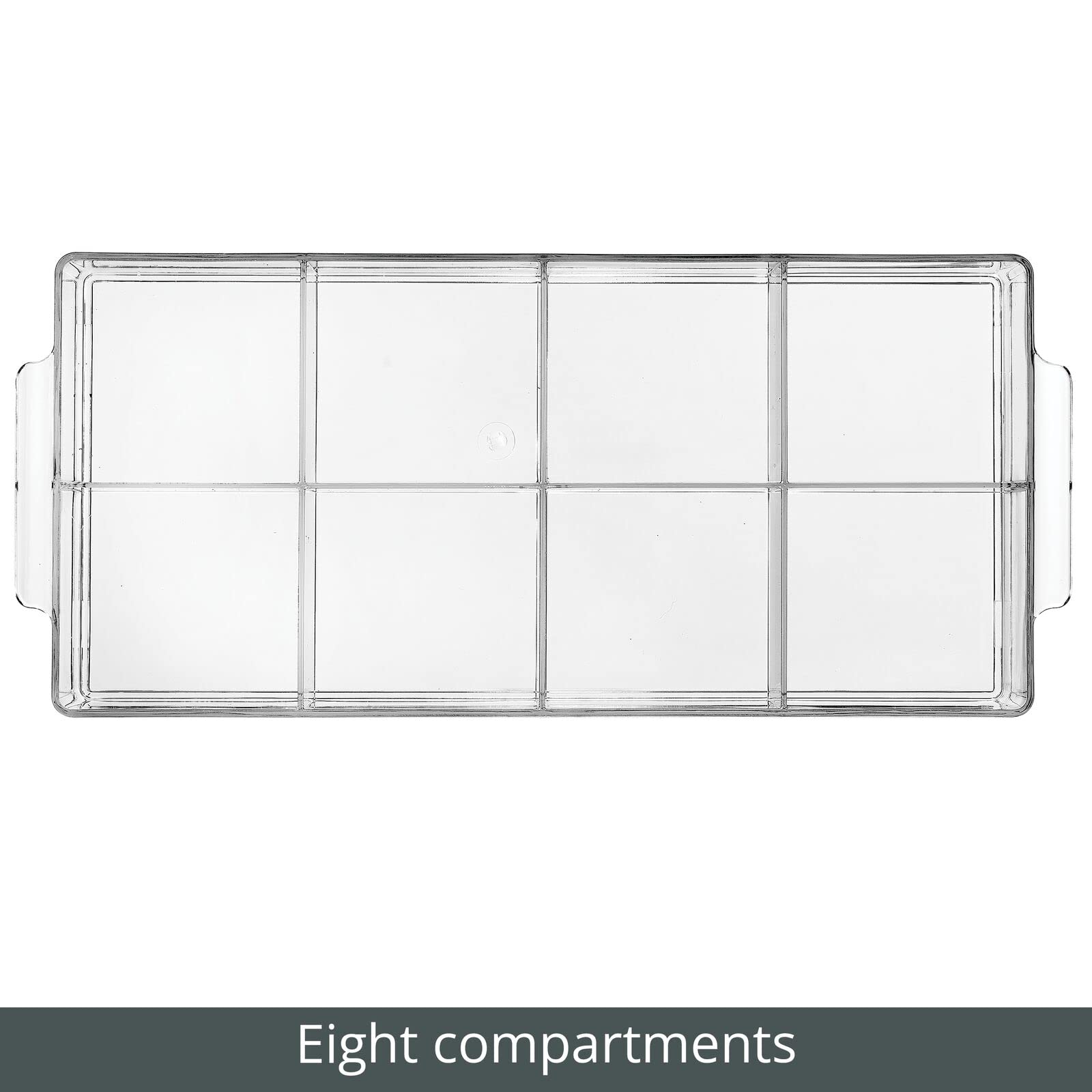 mDesign Plastic Condiment Organizer and Tea Bag Holder - 8-Compartment Kitchen Pantry/Countertop Storage Caddy - Divided Chip, Snack, Oatmeal Packet Holder - Lumiere Collection - 2 Pack, Clear