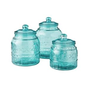 The Pioneer Woman Cassie Glass Canister 3 PC Set, Teal