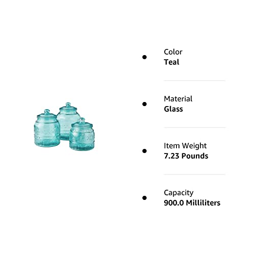The Pioneer Woman Cassie Glass Canister 3 PC Set, Teal