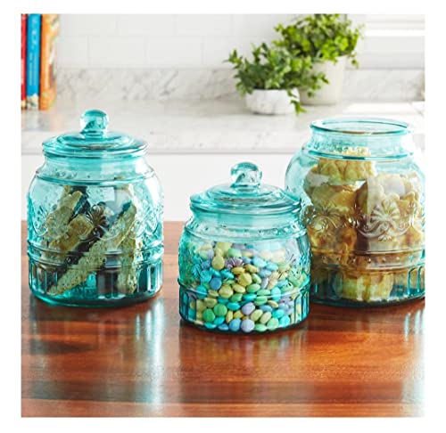 The Pioneer Woman Cassie Glass Canister 3 PC Set, Teal