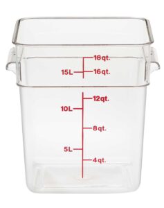 cambro camwear polycarbonate square food storage container, 18 quart