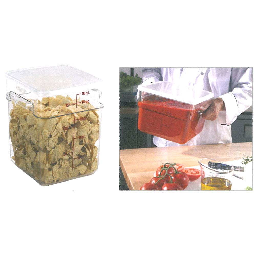 Cambro Camwear Polycarbonate Square Food Storage container, 18 Quart