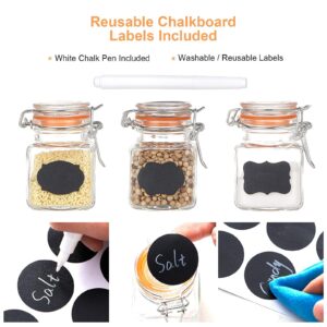 Homelike Style 3.4 oz Small Glass Spice Jars, Empty Mini Square Glass Spice Bottles with Airtight Flip Top Lids, Chalkboard Labels and Collapsible Funnel for Home and Kitchen-24 Pack
