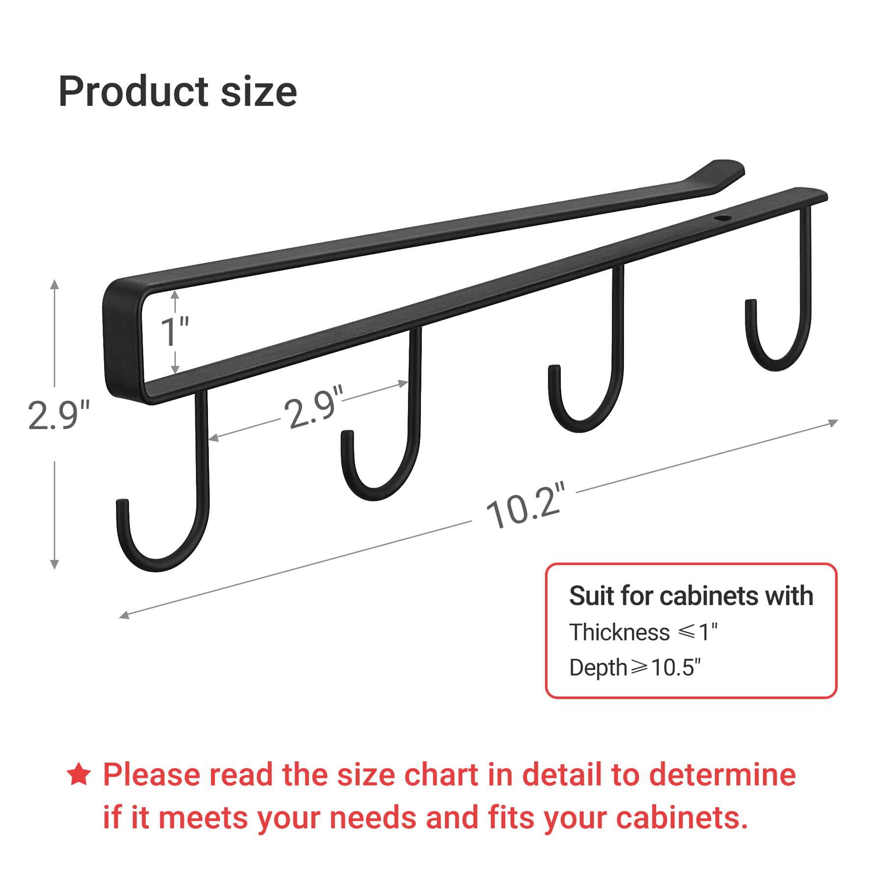 Dahey Under Cabinet Mug Holder Set of 3 Metal Coffee Mug Rack with 12 Mug Hooks, Adhesive Display Cup Holder Organizer for Cabinet Shelf Kitchen Dining Room Coffee Bar, Black