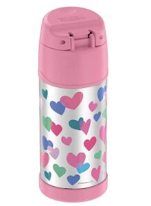 thermos funtainer f4101 stainless steel kids bottle, 12 ounce, hearts