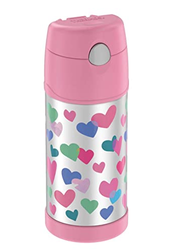 THERMOS FUNTAINER F4101 Stainless Steel Kids Bottle, 12 Ounce, Hearts