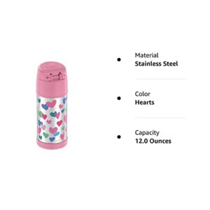 THERMOS FUNTAINER F4101 Stainless Steel Kids Bottle, 12 Ounce, Hearts