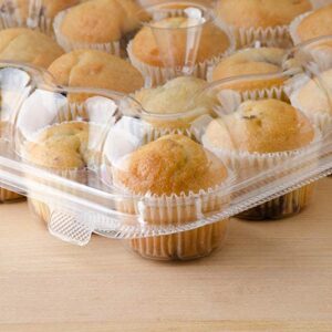 5 cupcake containers plastic disposable | clear mini cupcake boxes 24 compartment cupcake holders disposable cupcake carrier | 2 dozen cupcake trays | durable cup cake muffin packaging transporter